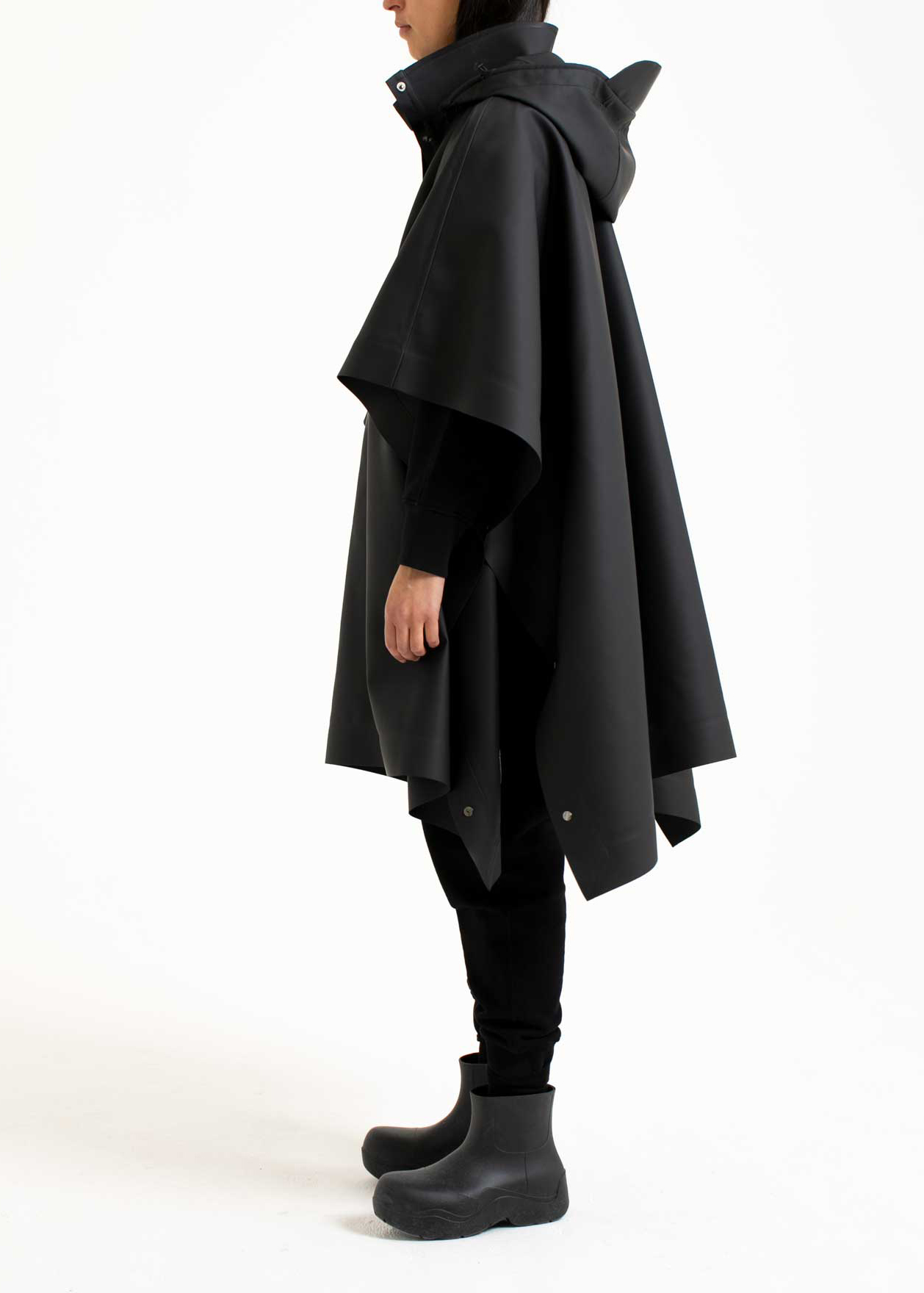 black poncho coat