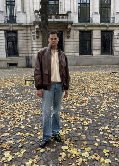 'Blouson lamb' leather dark brown by Auralee