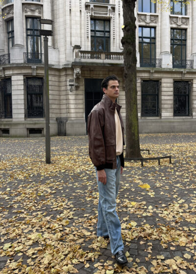 'Blouson lamb' leather dark brown by Auralee