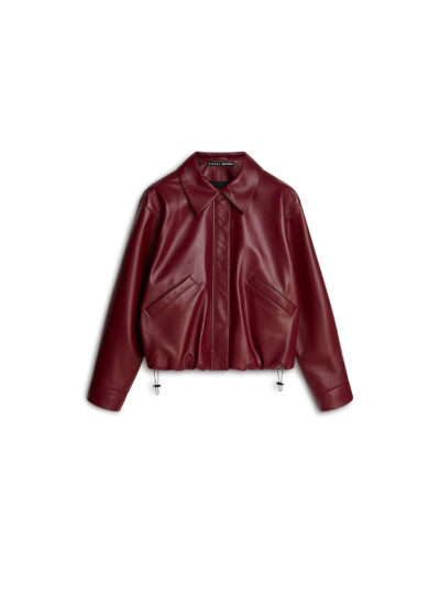 'Bomber short' in leather bordeaux by KASSL Editions