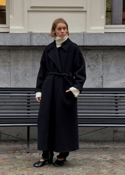 '3PM coat' in black by Auralee