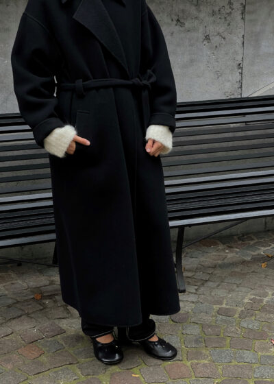 '3PM coat' in black by Auralee