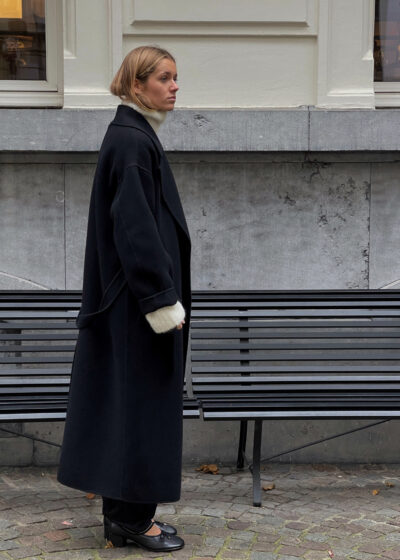 '3PM coat' in black by Auralee