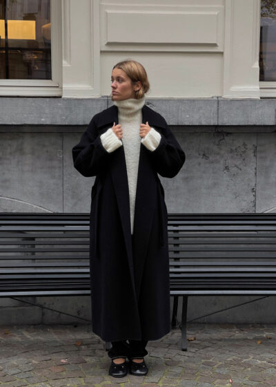 '3PM coat' in black by Auralee