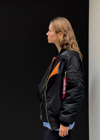 'Cocoon bomber' in black by Lutz Huelle