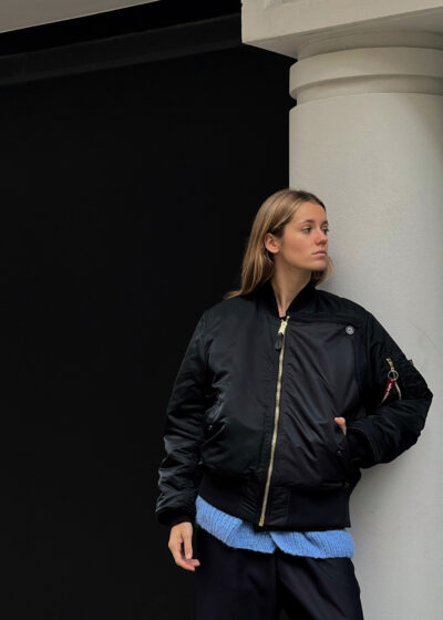 'Cocoon bomber' in black by Lutz Huelle