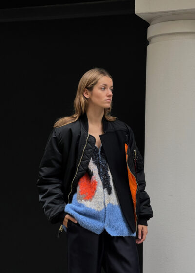 'Cocoon bomber' in black by Lutz Huelle
